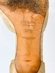 Prada 2000s Sage Suede Eyelet and Bow d'Orsay Pumps - EU 37.5