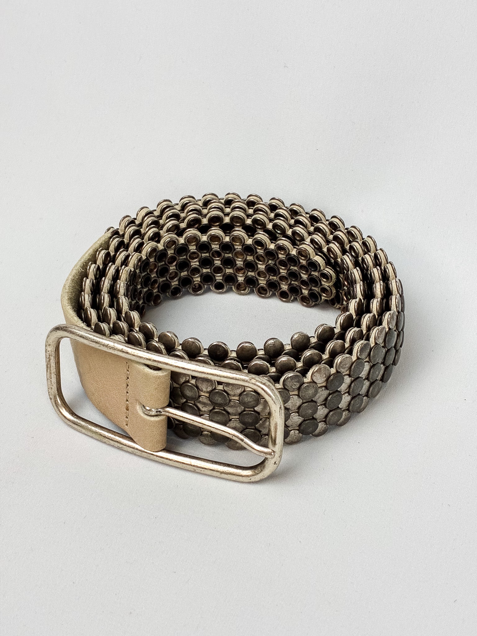 2000s Tan Leather Dome Stud Belt - 95