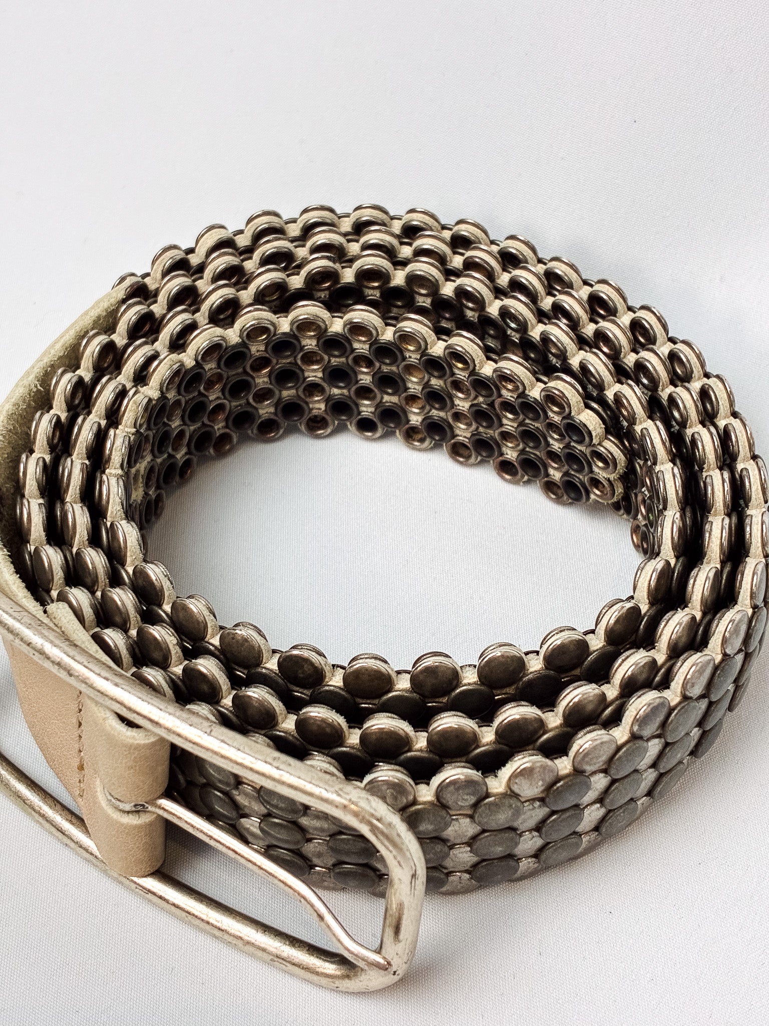 2000s Tan Leather Dome Stud Belt - 95