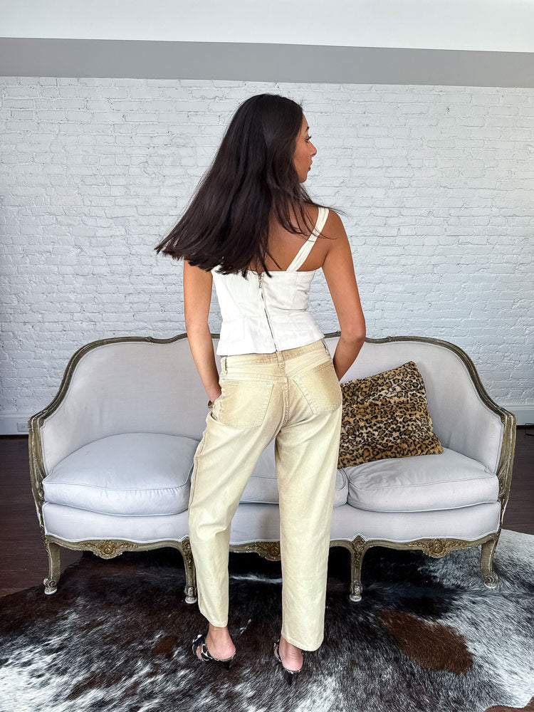 Roberto Cavalli 2000s Faded Gold Straight-Leg Jeans