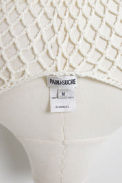 Pain de Sucre 2000s White Crochet Floral Appliqué Drop Waist Mini Dress - M