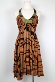 Roberto Cavalli Brown Abstract Mini Dress – S