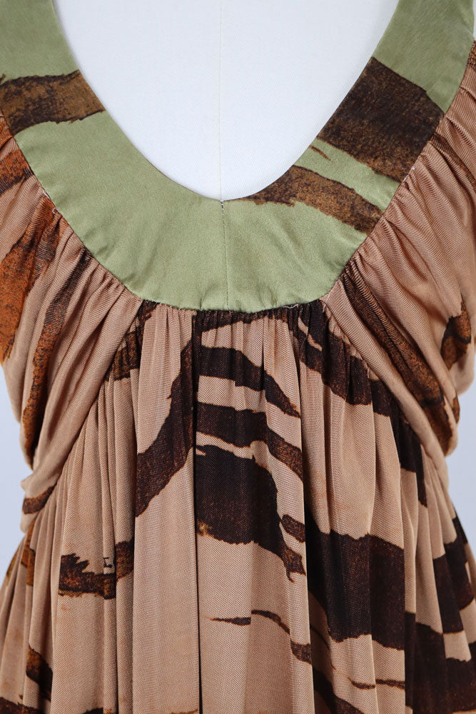 Roberto Cavalli Brown Abstract Mini Dress – S