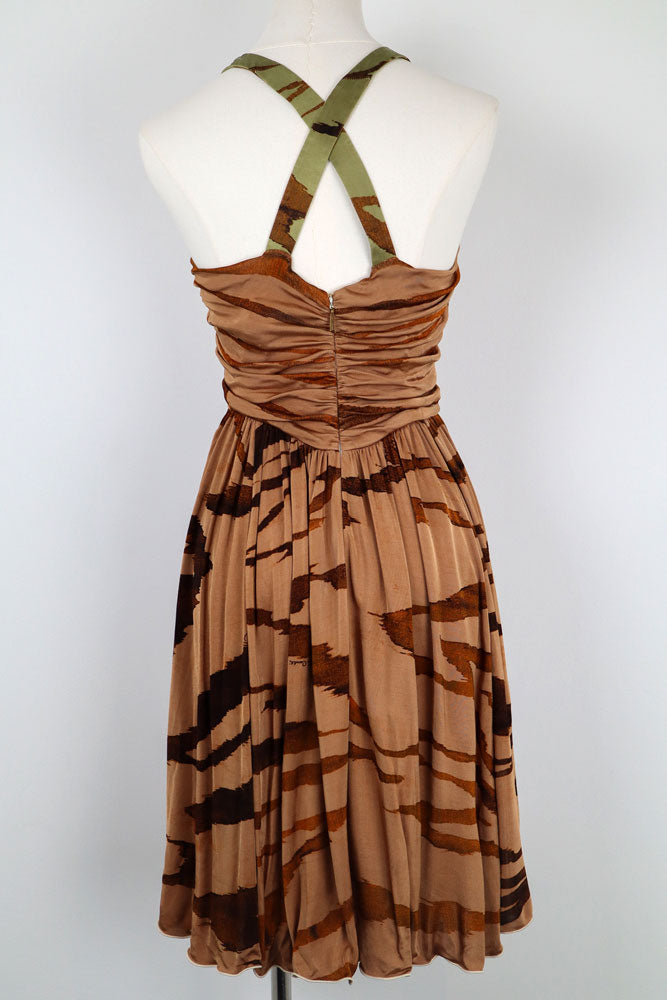 Roberto Cavalli Brown Abstract Mini Dress – S
