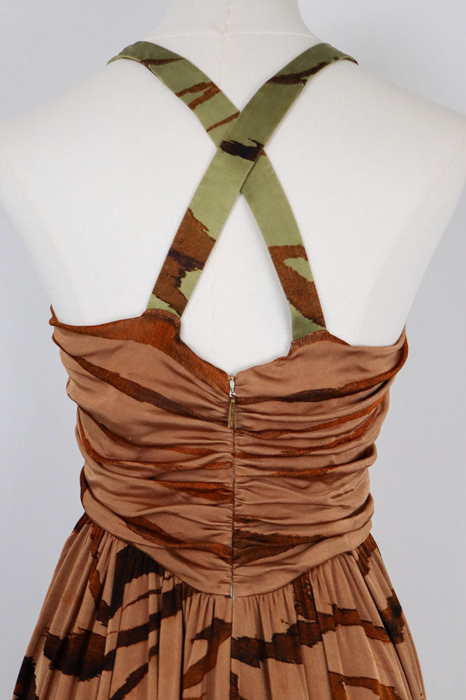 Roberto Cavalli Brown Abstract Mini Dress – S