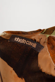 Roberto Cavalli Brown Abstract Mini Dress – S