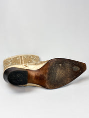 2000s Tan Suede and Gold Inlay Western Boots - EU 39.5