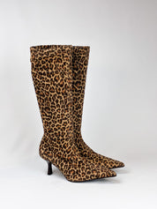 Xtrix 2000s Leopard Print Pointed Toe Knee High Boots - EU 36 / US 6