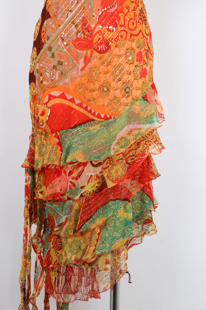 Derhy Multicolor Floral Ruffle Mini Dress – S