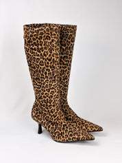 Xtrix 2000s Leopard Print Pointed Toe Knee High Boots - EU 36 / US 6