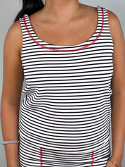 Moschino Cheap and Chic 2000s Black & White Striped Red Contrast Stitch Mini Dress - S