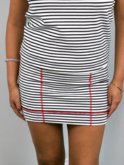 Moschino Cheap and Chic 2000s Black & White Striped Red Contrast Stitch Mini Dress - S