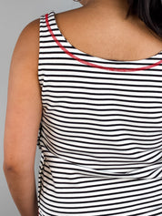 Moschino Cheap and Chic 2000s Black & White Striped Red Contrast Stitch Mini Dress - S