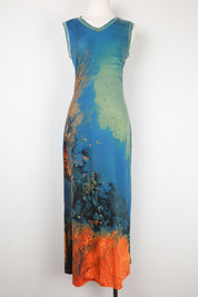 Cavalli Jeans Coral Reef Print Maxi Dress – L/XL