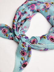 Blue Floral Print Scarf