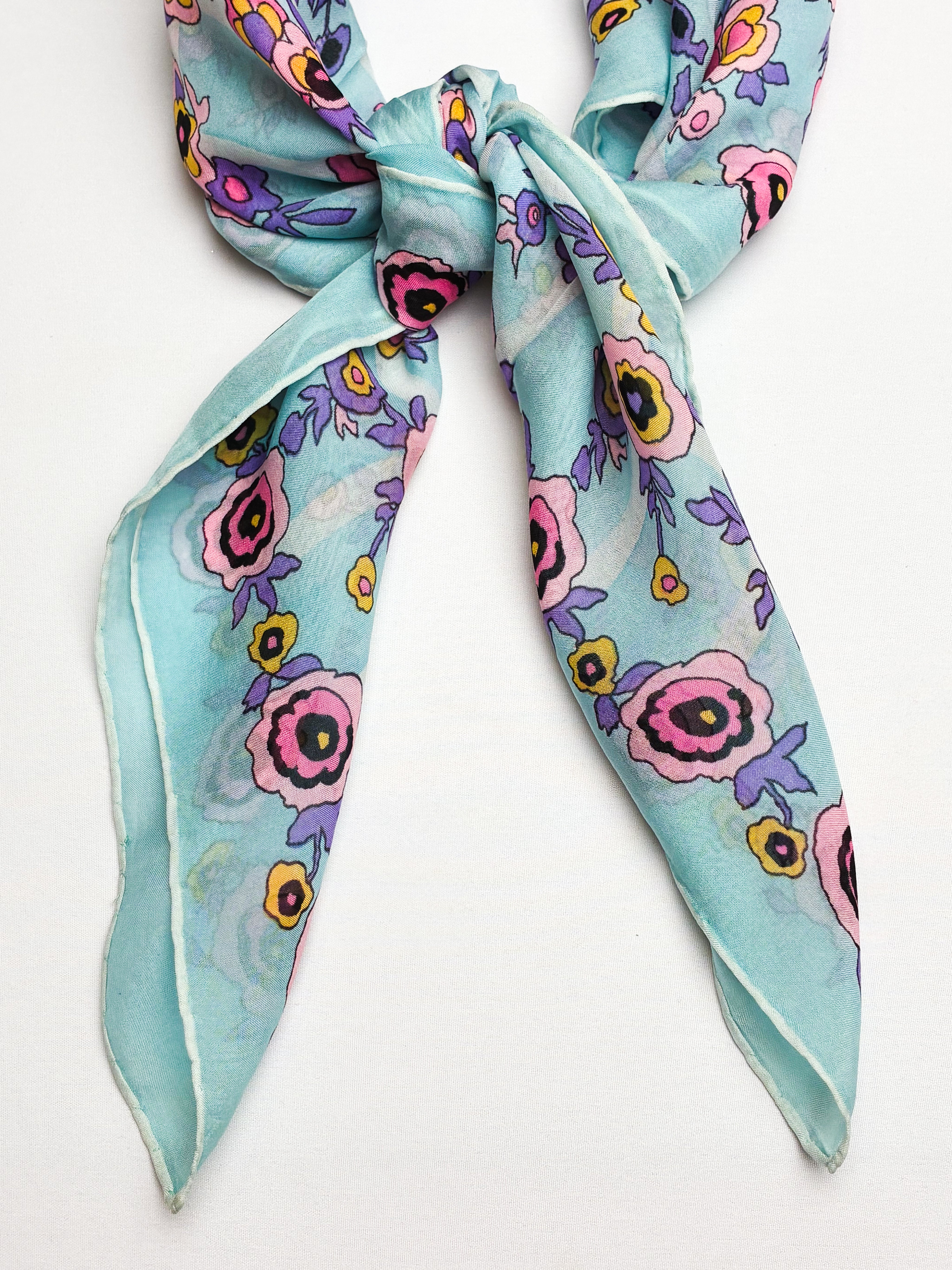 Blue Floral Print Scarf