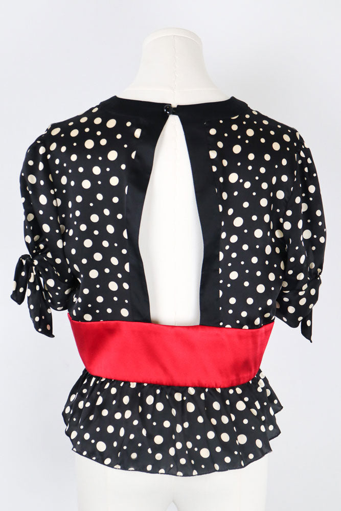 Dolce & Gabbana 100% Silk Polka Dot Top – M/L