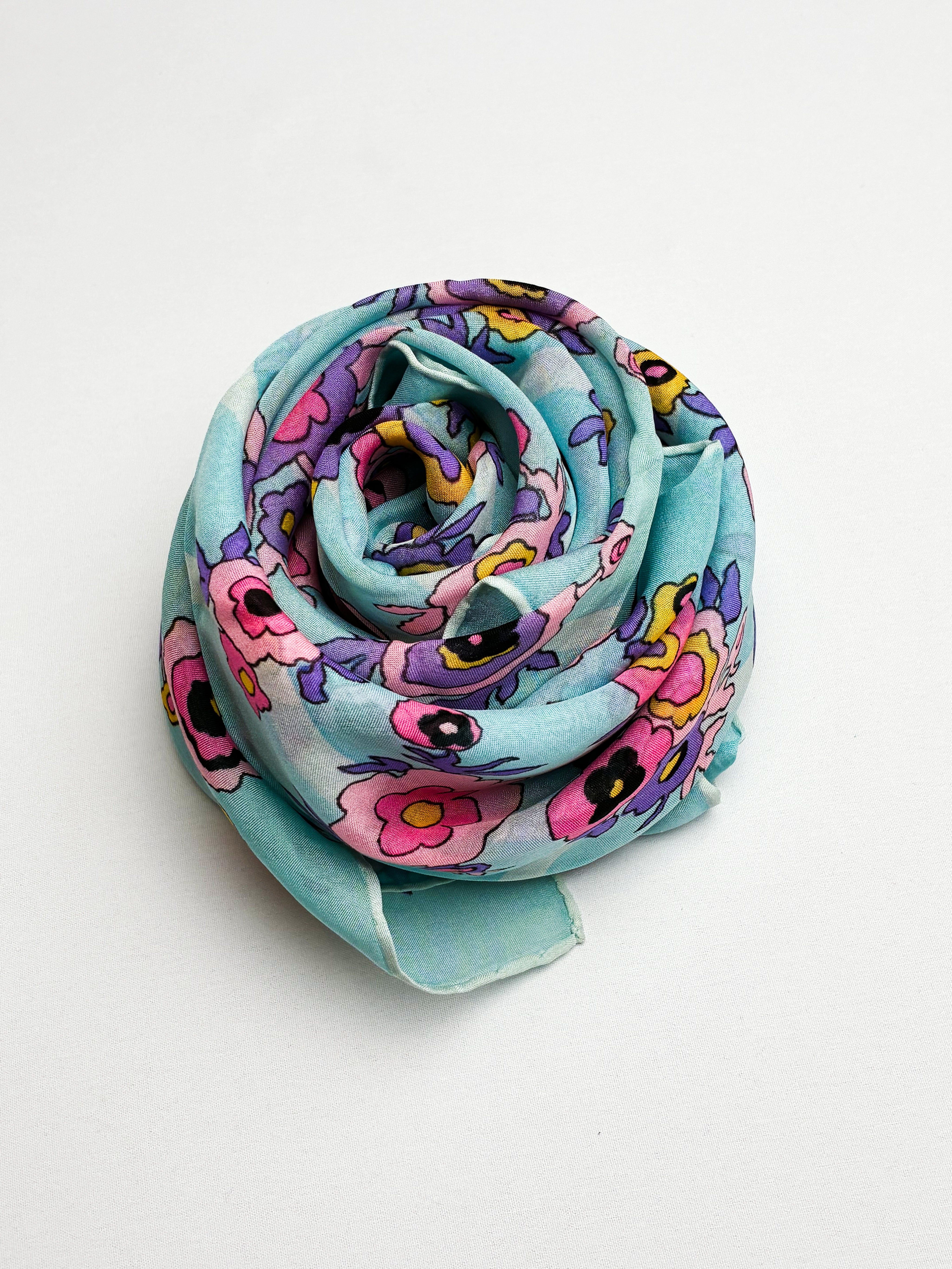 Blue Floral Print Scarf