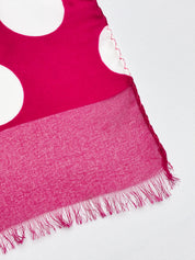 Magenta Polka Dot Fringed Scarf