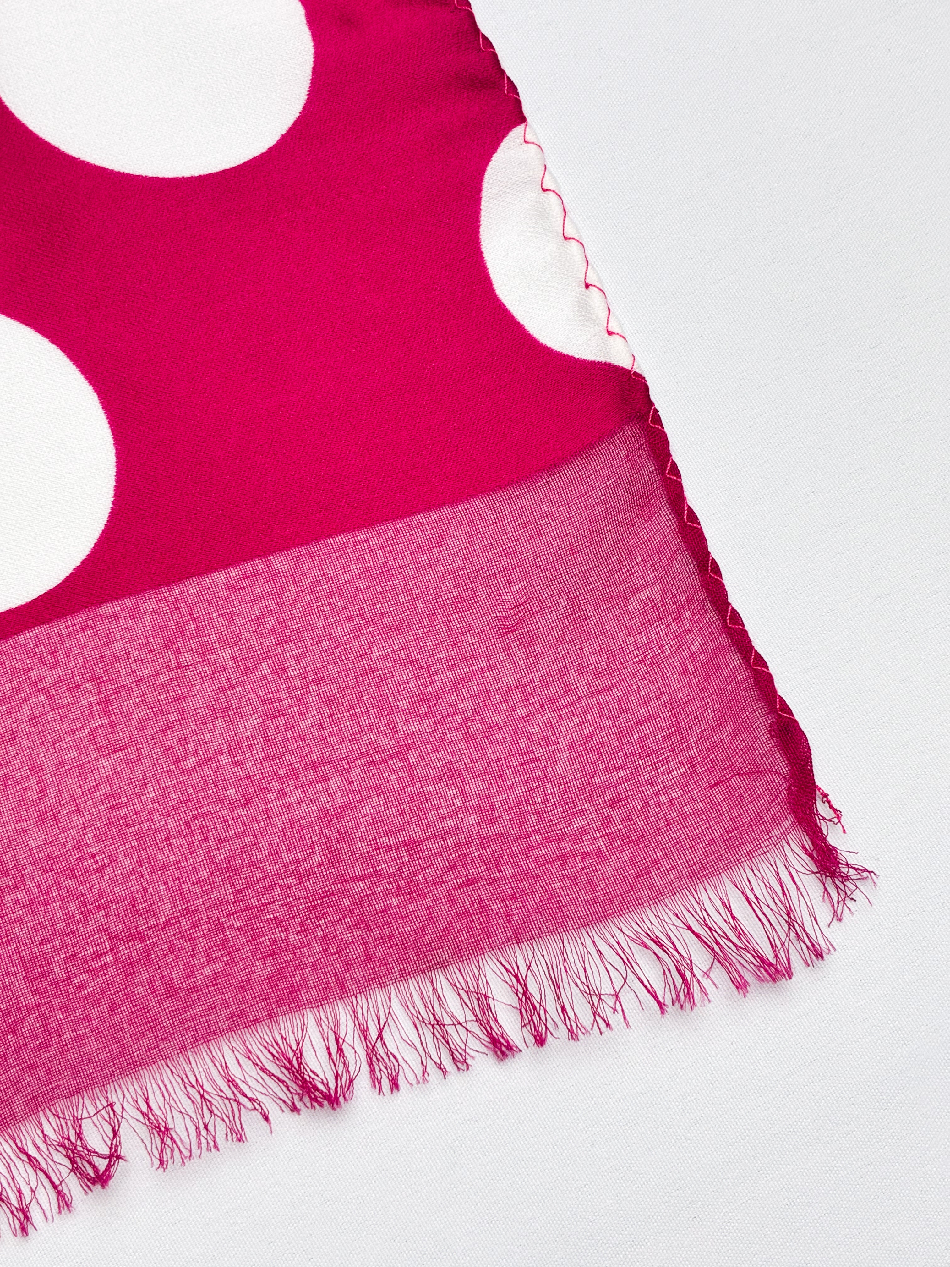 Magenta Polka Dot Fringed Scarf