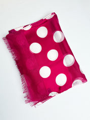Magenta Polka Dot Fringed Scarf