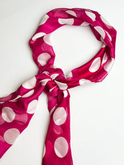 Magenta Polka Dot Fringed Scarf