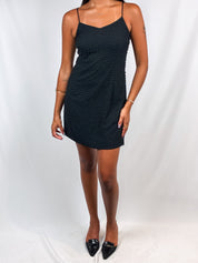 2000s Black Beaded Evening Mini Dress - XS/S
