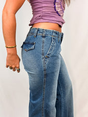 Morris Jeans Division 2000s Medium Wash Wide-Leg Flare Jeans - W30