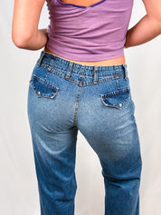Morris Jeans Division 2000s Medium Wash Wide-Leg Flare Jeans - W30