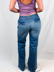 Morris Jeans Division 2000s Medium Wash Wide-Leg Flare Jeans - W30