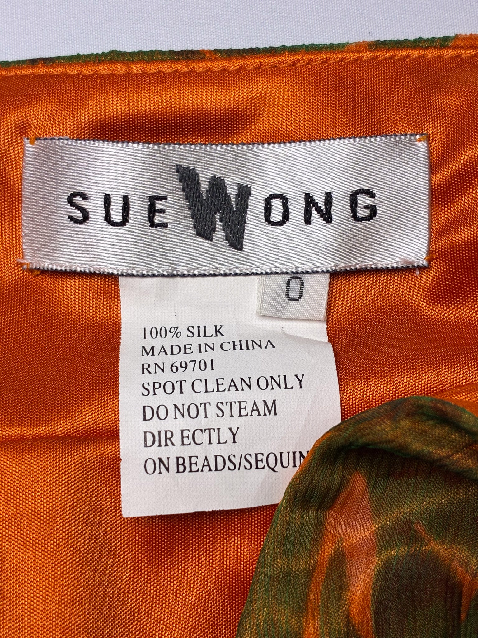 Sue Wong 2000s Orange Tropical Floral Silk Halter Maxi Dress - XS