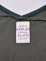 Replay 2000s Olive Beaded 1981 Logo Plunge Tank - S/M