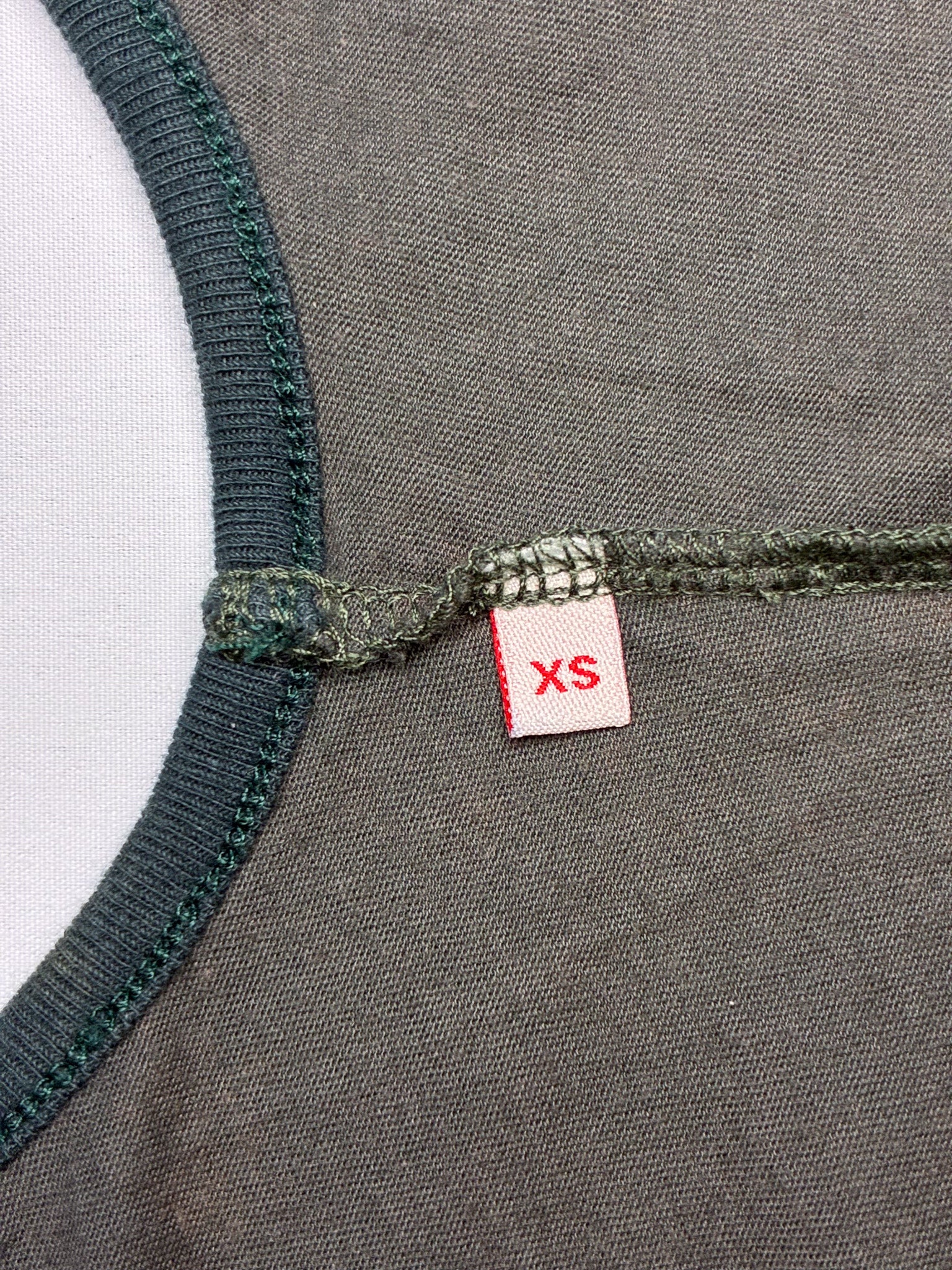 Replay 2000s Olive Beaded 1981 Logo Plunge Tank - S/M