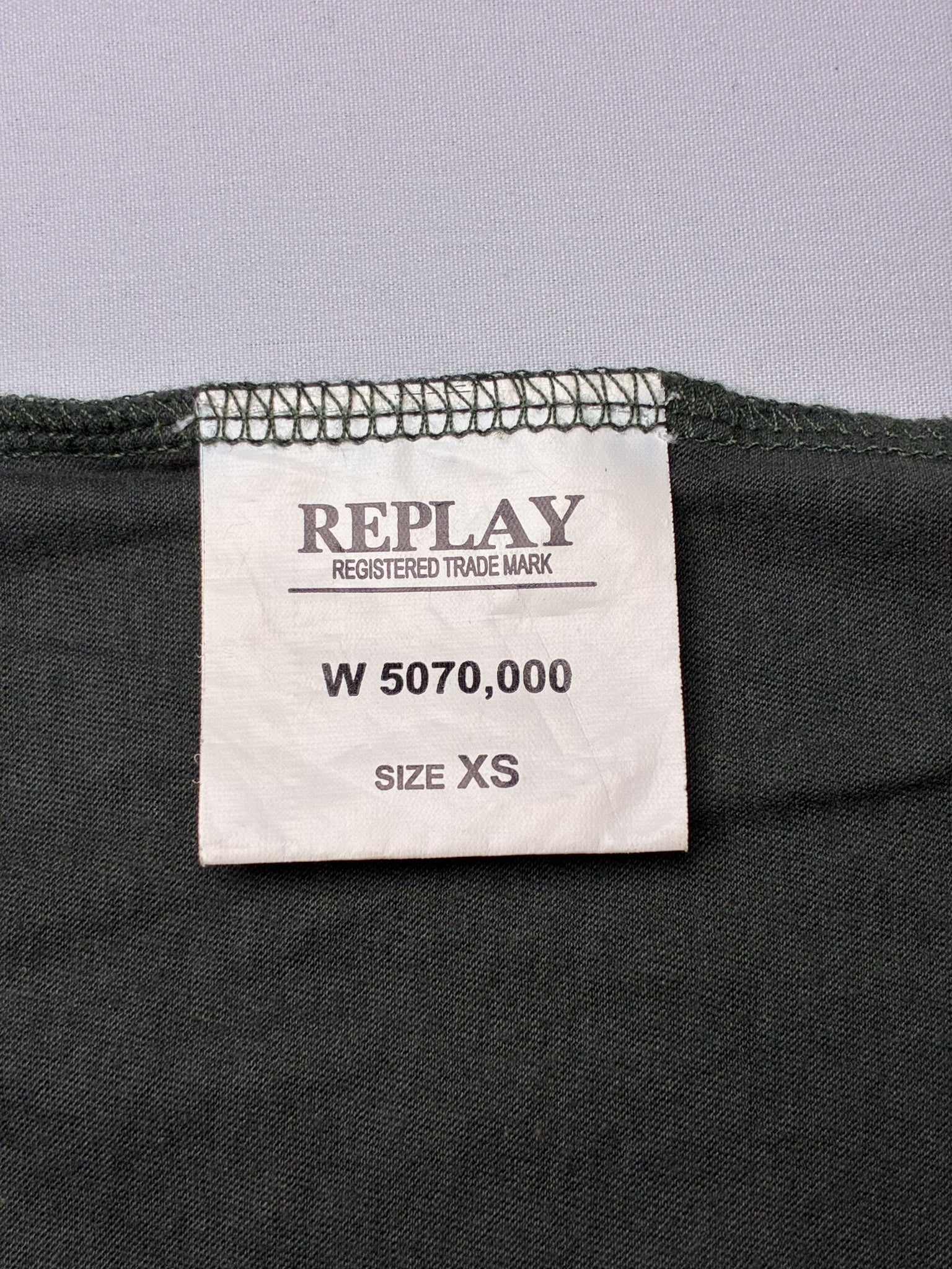 Replay 2000s Olive Beaded 1981 Logo Plunge Tank - S/M