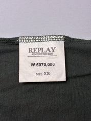 Replay 2000s Olive Beaded 1981 Logo Plunge Tank - S/M