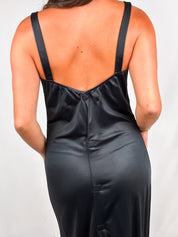 Dolce & Gabbana Mare 1990s Black Satin Slip Dress - S/M