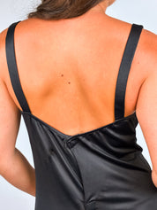 Dolce & Gabbana Mare 1990s Black Satin Slip Dress - S/M