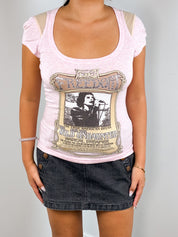 D&G 2000s Pink Marl "Freedom" Concert Poster Graphic Tee - XS-M