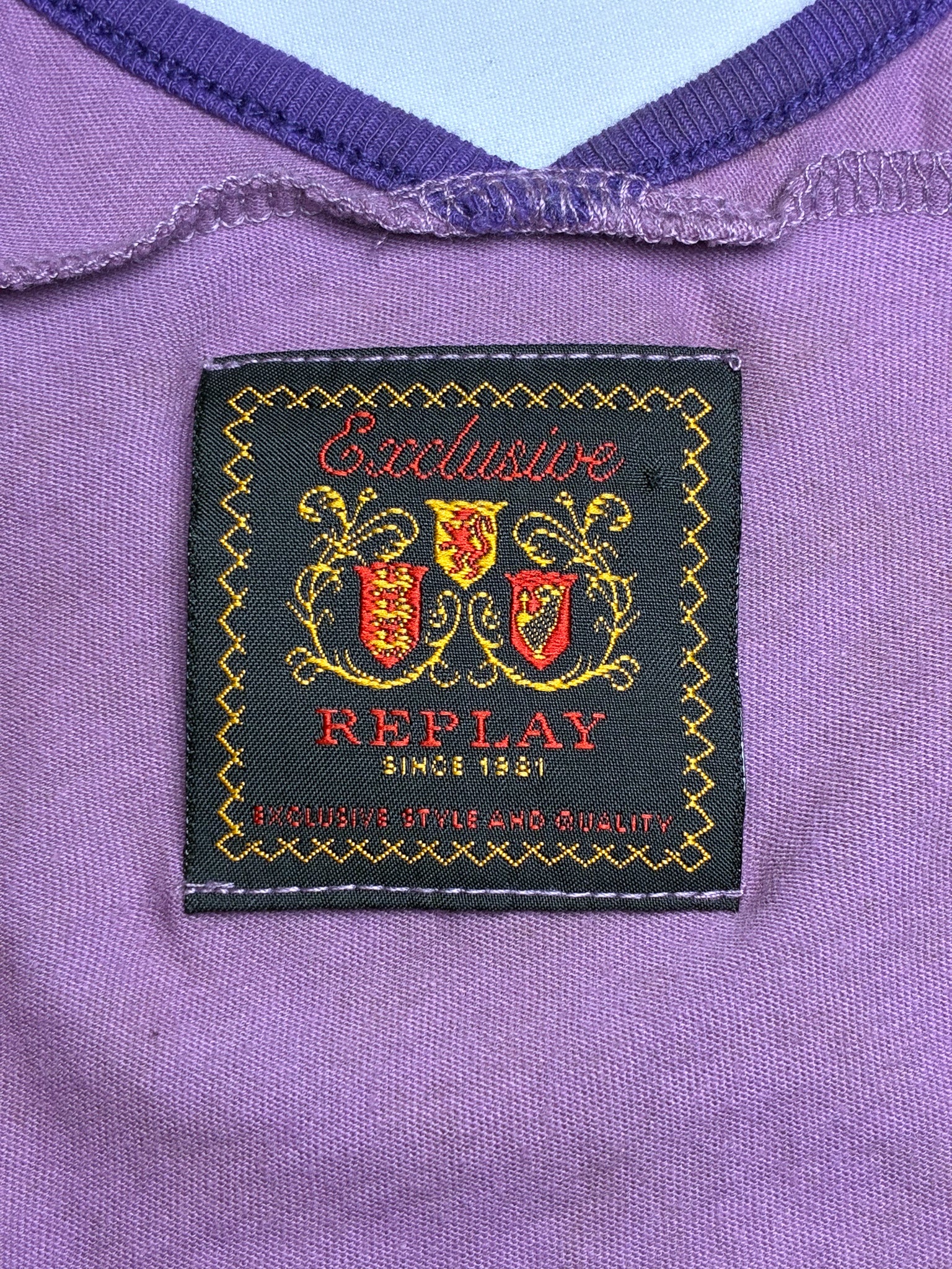 Replay 2000s Purple Beaded 1981 Logo Plunge Tank - M