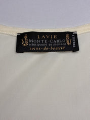 La Vie Monte-Carlo 2000s Cream Studded Lace-Up Top - S