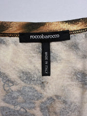 Roccobarocco 2000s Metallic Leopard Print Lace-Up Top - S