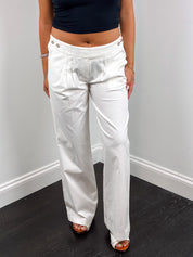 Witboy 2000s White Cotton Low Rise Wide Leg Trousers - M