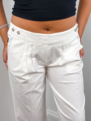 Witboy 2000s White Cotton Low Rise Wide Leg Trousers - M