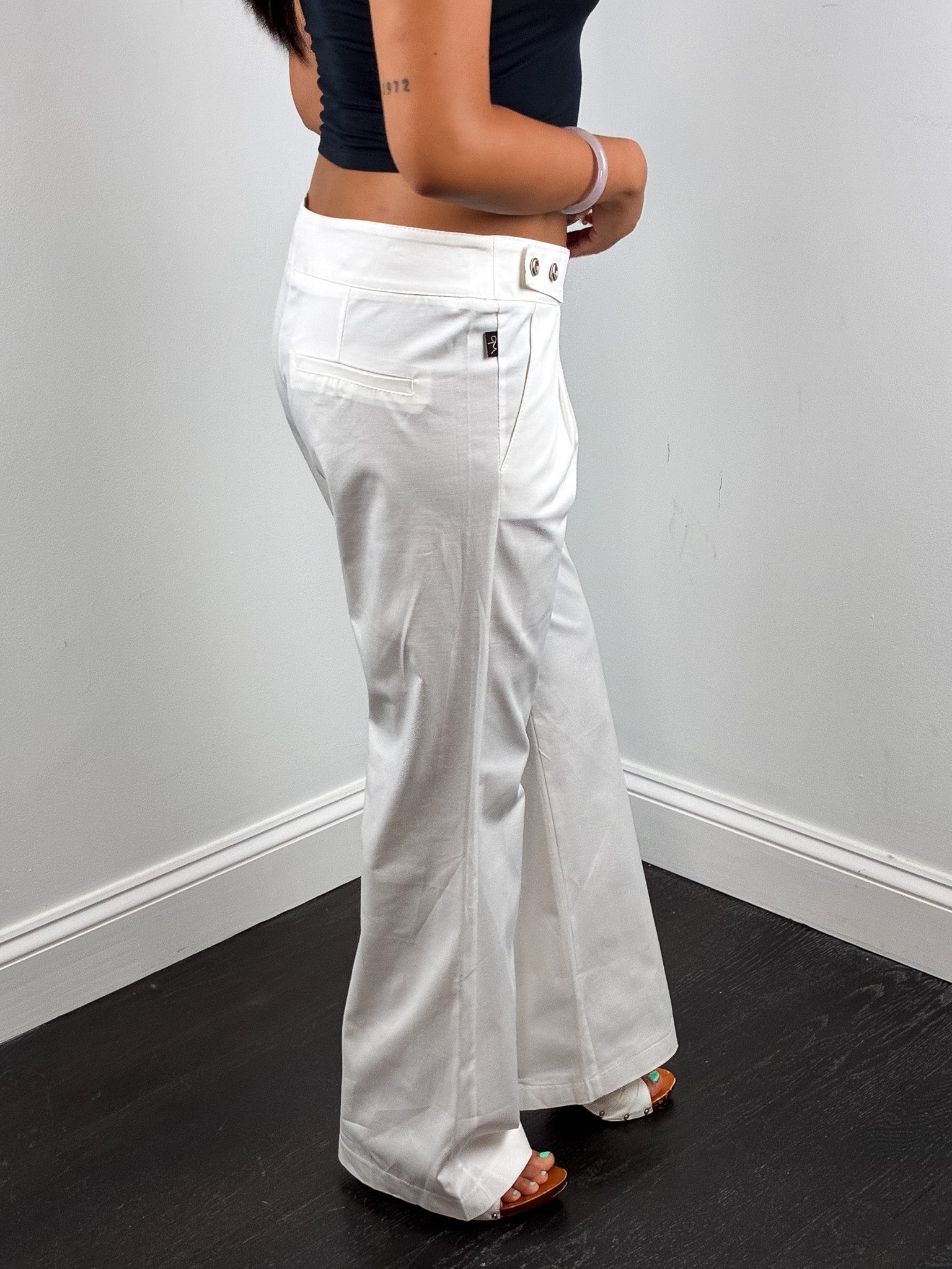 Witboy 2000s White Cotton Low Rise Wide Leg Trousers - M