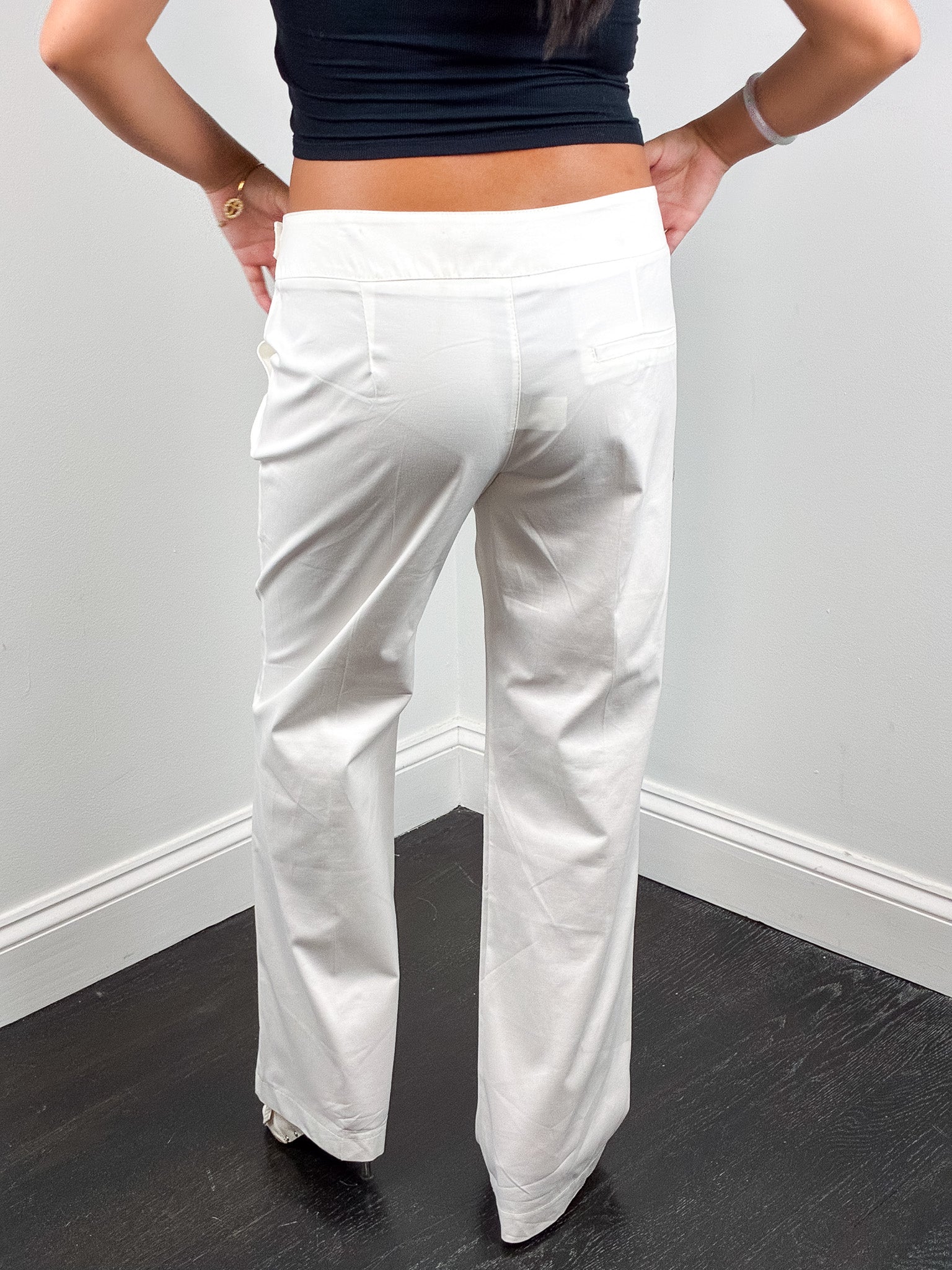 Witboy 2000s White Cotton Low Rise Wide Leg Trousers - M