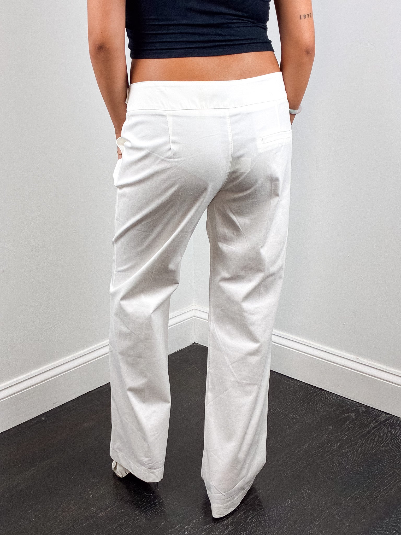 Witboy 2000s White Cotton Low Rise Wide Leg Trousers - M