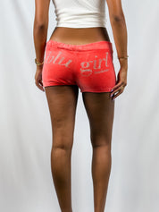 Blugirl Blumarine 2000s Red Velour Rhinestone Shorts - M