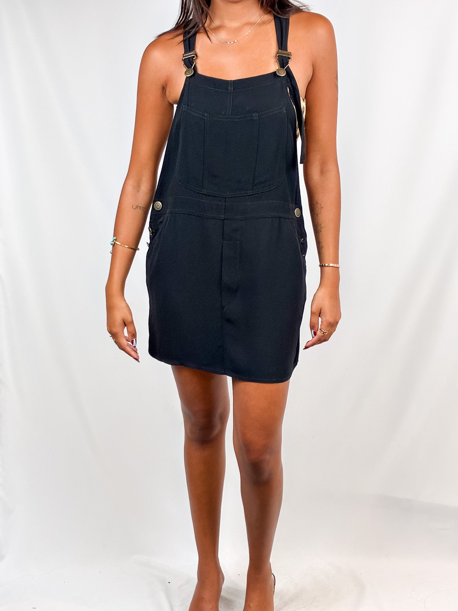 Rifat Ozbek 1990s Black Overall Mini Dress - S