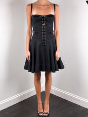 Dolce & Gabbana S/S 2007 Black Corset Lace-Up Fit and Flare Dress - XS/S