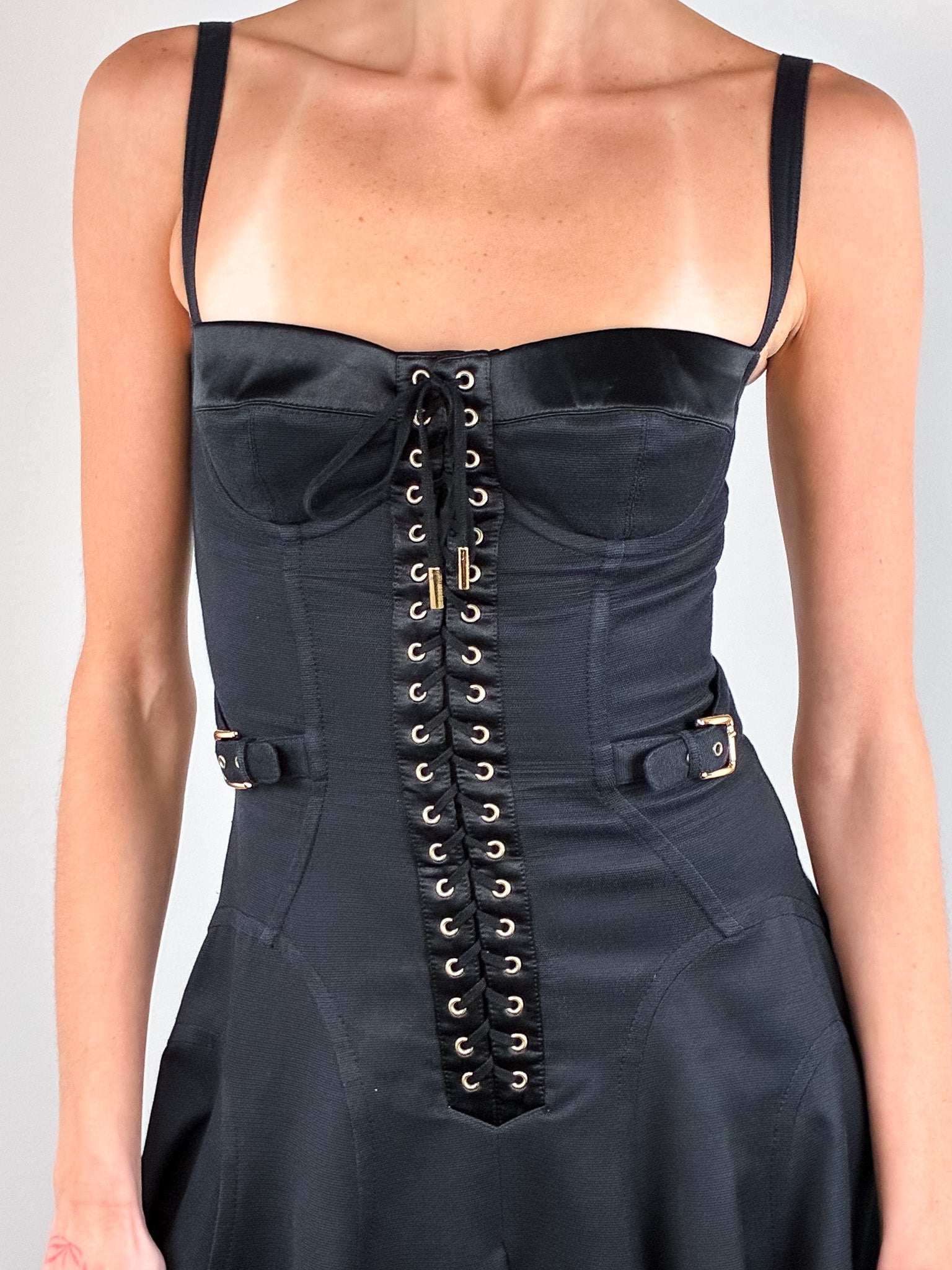 Dolce & Gabbana S/S 2007 Black Corset Lace-Up Fit and Flare Dress - XS/S